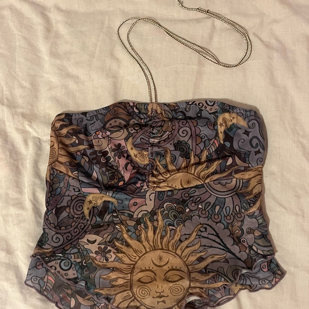 Romwe XS Mesh Detail halter Top